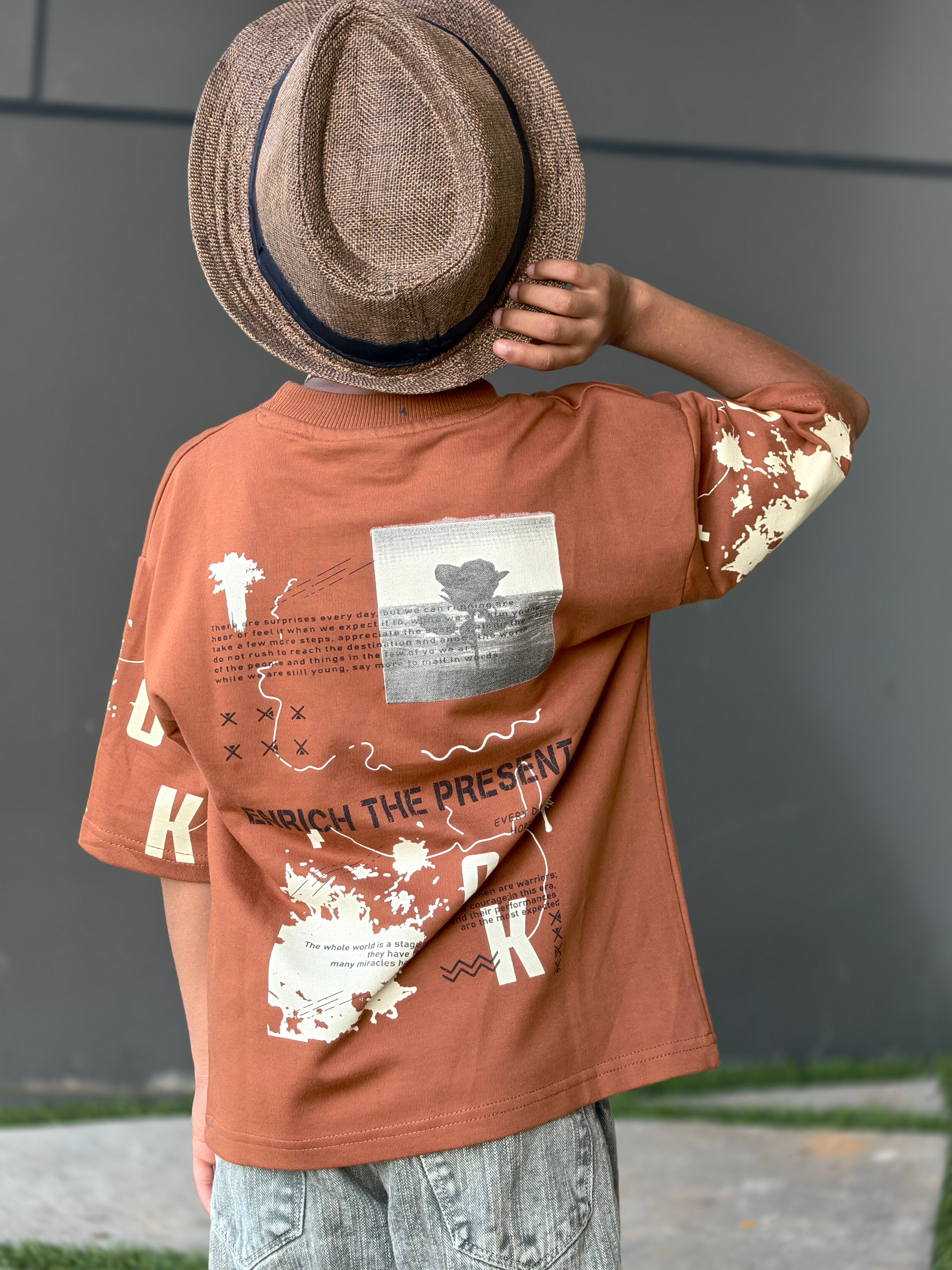 Black Oversized T shirt Five Sleeves
